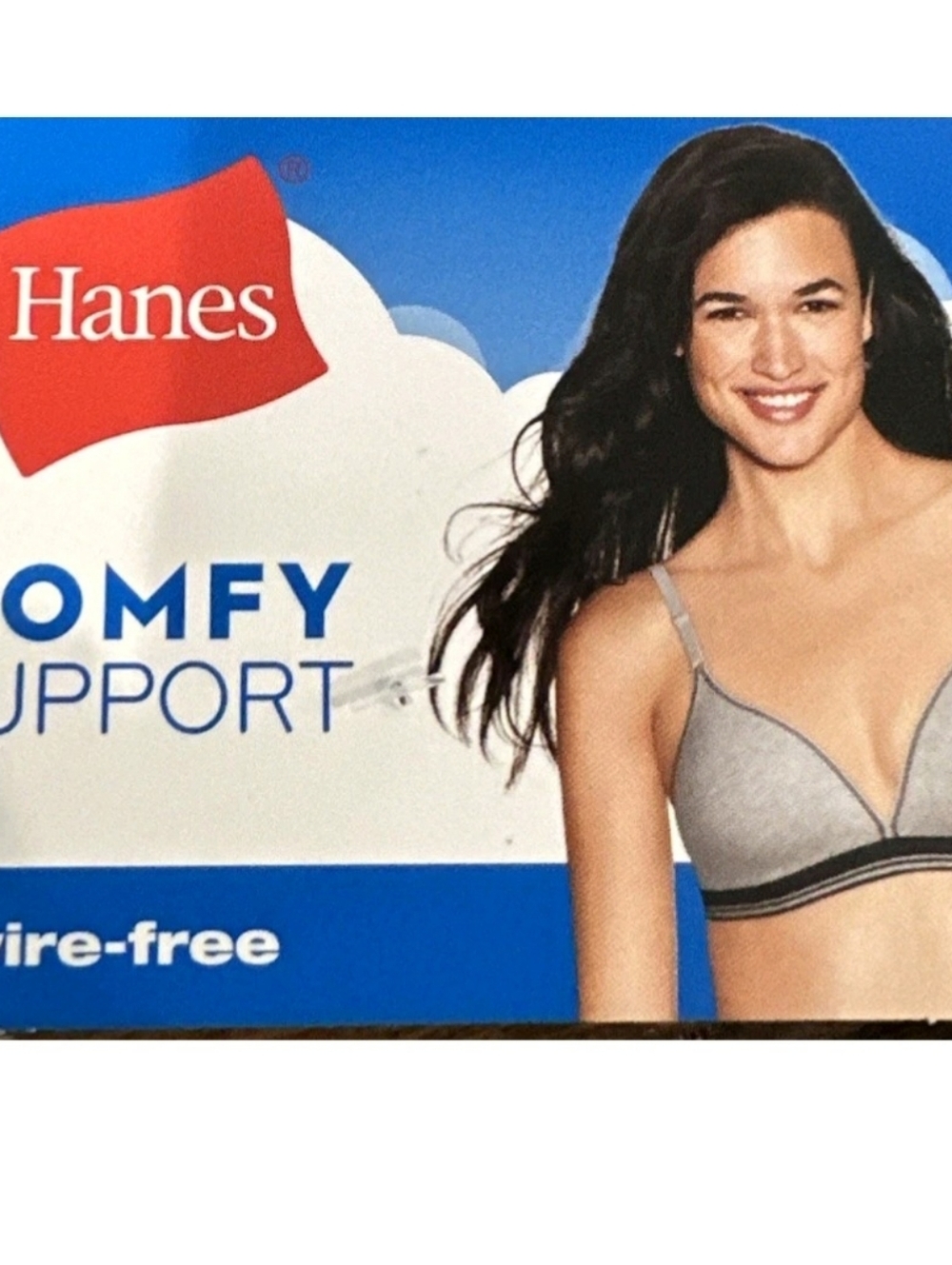Hanes Navy Wireless Bra with White & Red Stripe Band - Picture 4 of 5